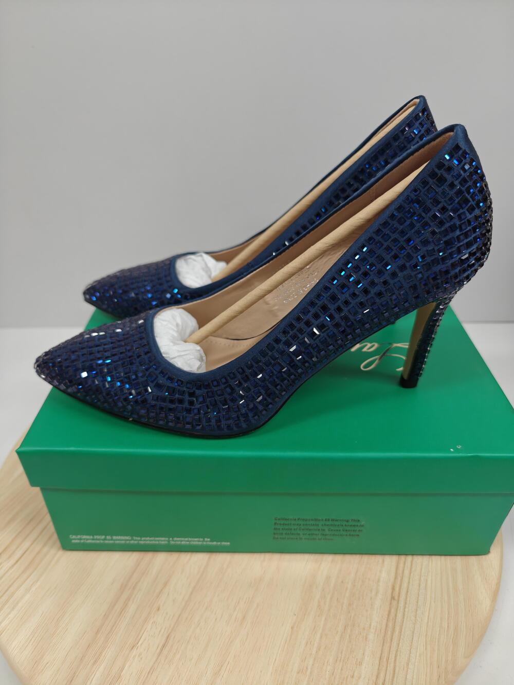 Lauren Lorraine Shoes Womens Size 8.5 Navy Dazzle Rhinestone Pump Heels M085